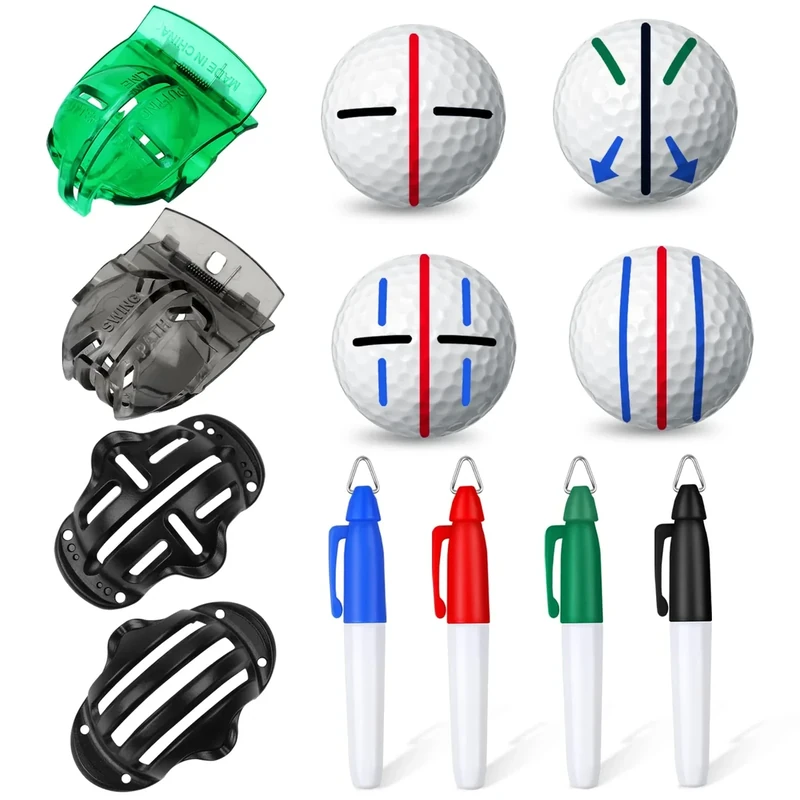 Joyberg 8 Pack Golf Ball Marker Liner Drawing Marker, 4 Golf Ball Marker Stencil and 4 Color Golf Ball Markers, Golf Ball Line Marker Tool, Golf Ball Alignment Marking Tool for The Golfer