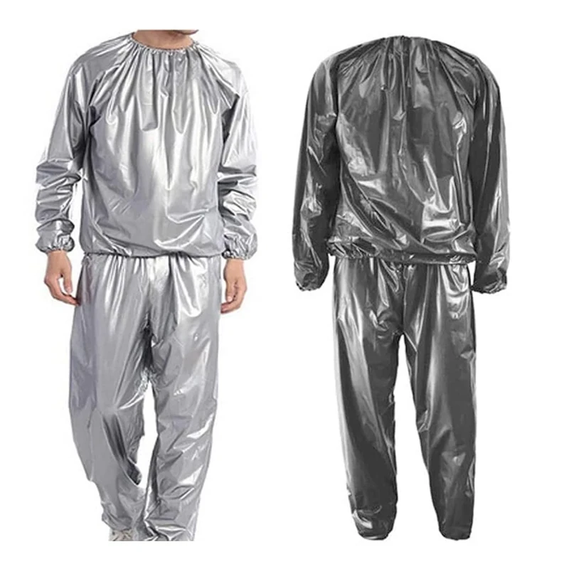 DawnBreak Sauna Sweat Suit for Women/Men Exercise Weight Loss Gym Fitness Workout Silver - XXL