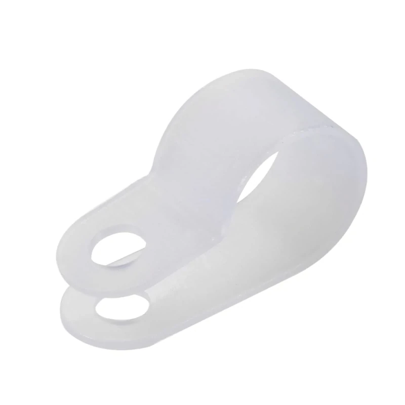 Teansic 200 Pcs White Nylon R-Type Cable Clamp 3/8 Inch Cable Organizer Assortment Kit for Wire Management