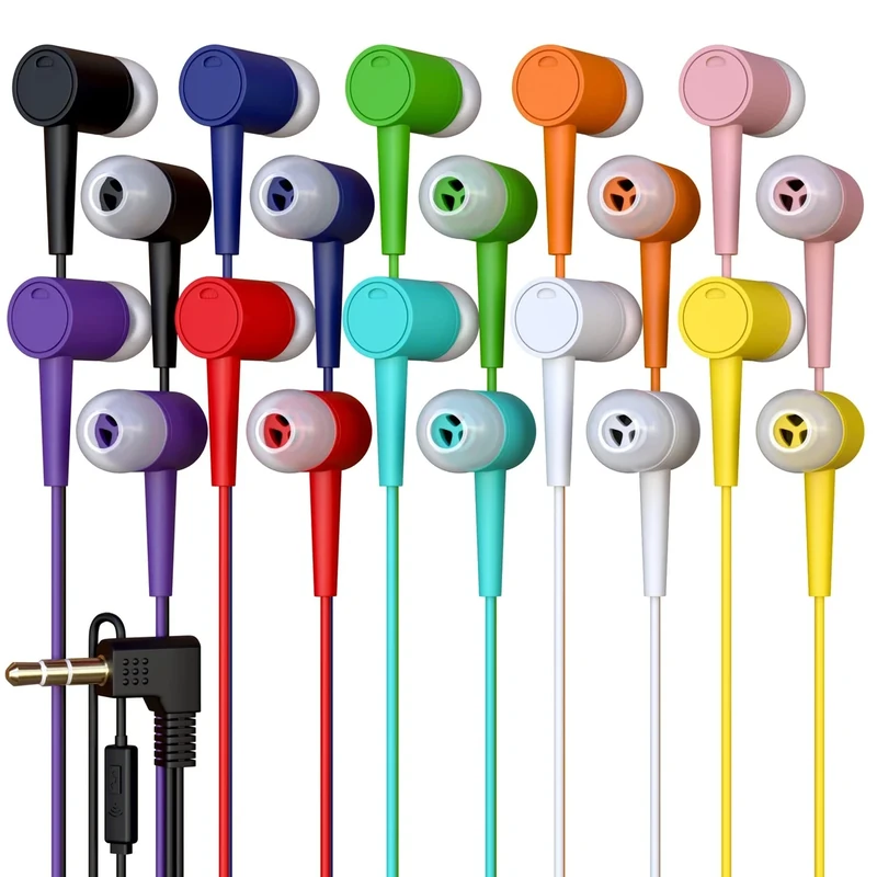 Redskypower 50-Pack Wired Earbuds with Mic - 4ft Cable, In-Ear Fit