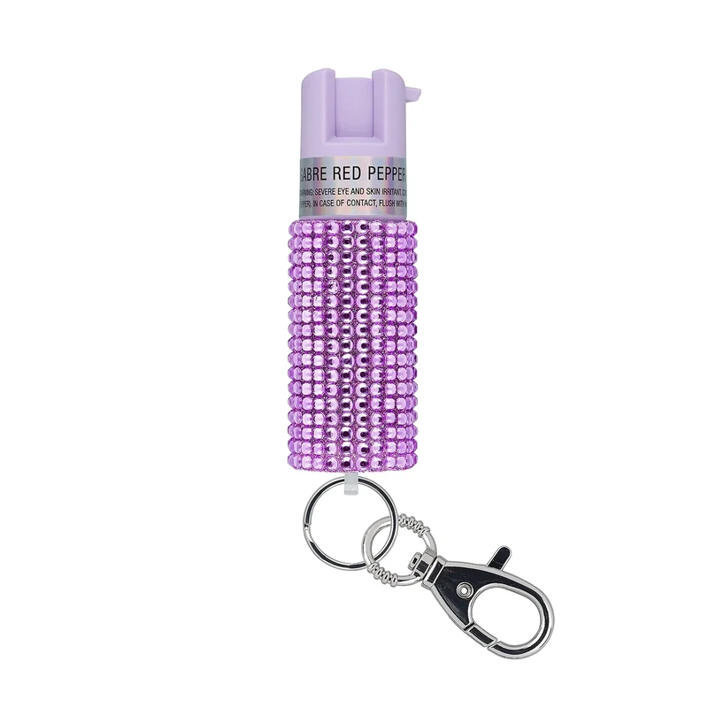 SABRE Jeweled Pepper Spray, Maximum Strength, Fashionable Monochromatic Design, Quick and Easy Access Snap-Clip for Secure Attachment, Protect Against Multiple Threats with up to 10 second spray time