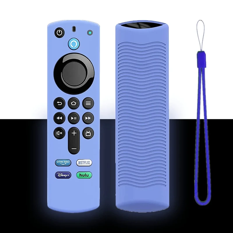 Firestick Remote Cover Case Compatible with Fire tvstick 4K,Anti-Slip Silicone Protective Case for Alexa Fire Stick 4K Max 3rd Gen 2021 Release with Lanyards,Glow Blue in The Dark