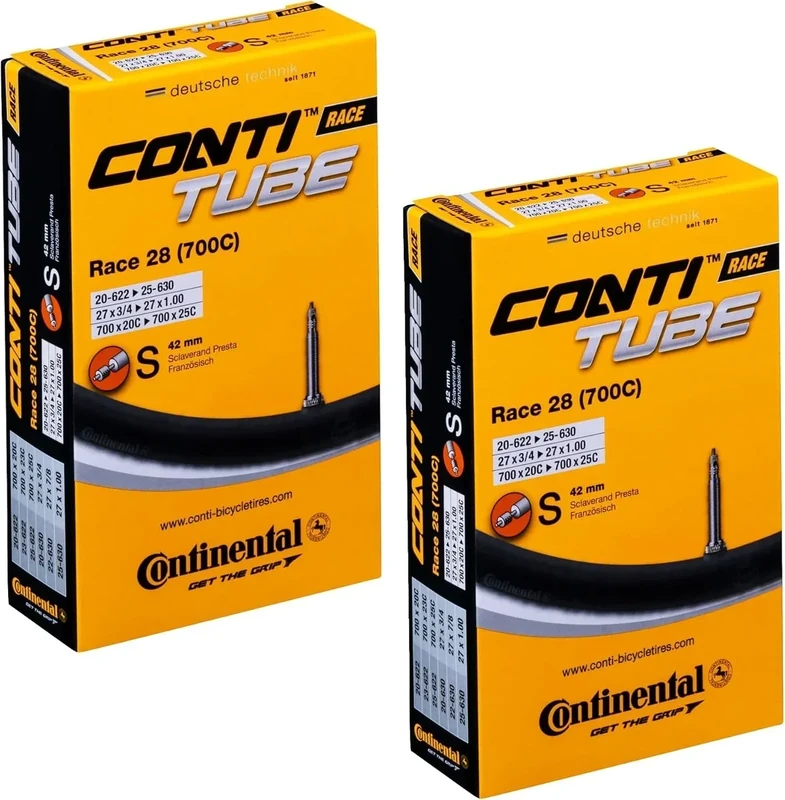 Continental Race 28 700x20-25c Bicycle Inner Tubes - 42mm Long Presta Valve - 2 Pack