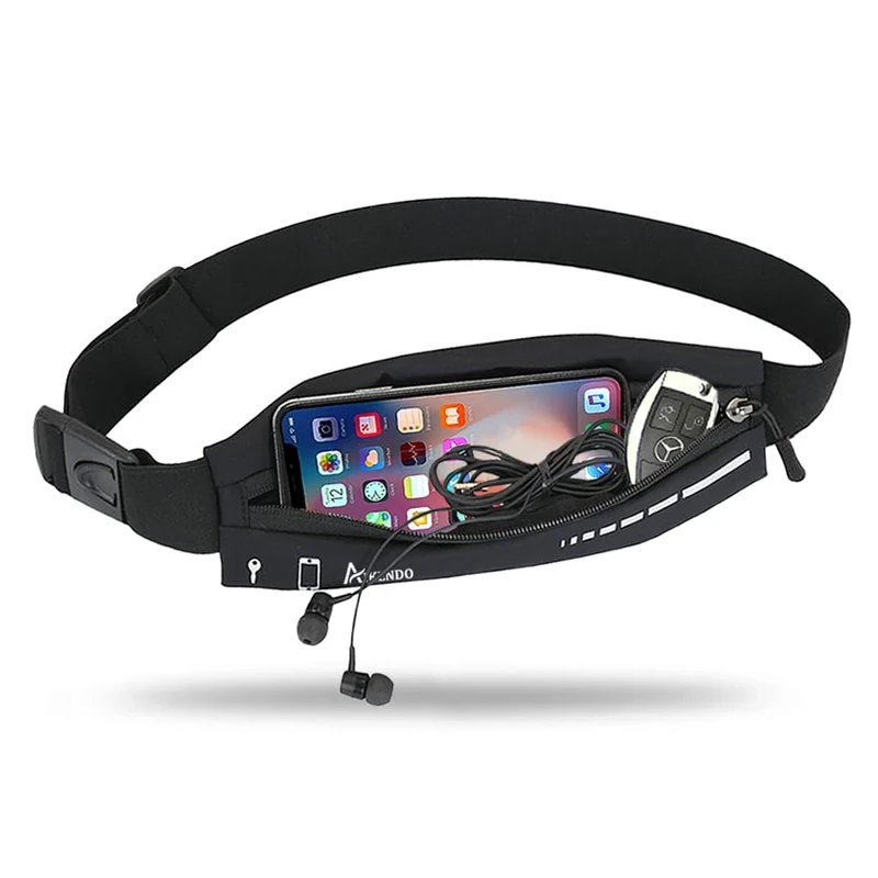 AIKENDO Slim Running Belt for Women Men,Runners Fanny Pack Phone Holder,Running Pouch Waist bag for Workout Jogging,Money Belt Running Gear Accessories