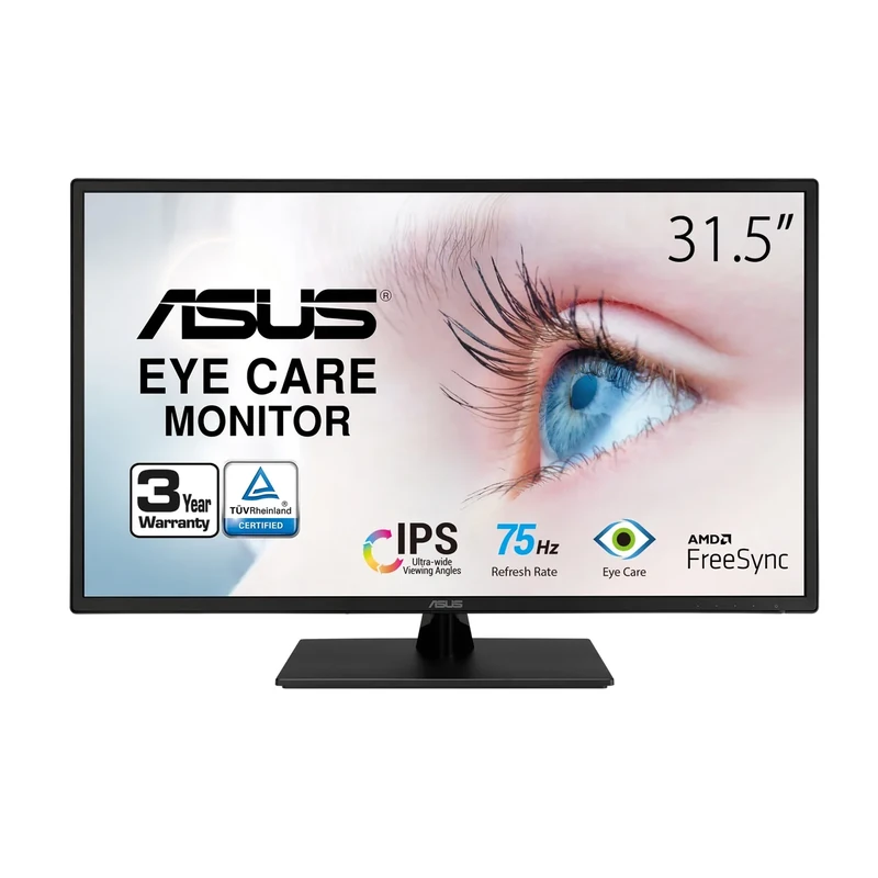 ASUS 32 Inch 1080P Monitor (VA329HE) - Full HD, IPS, 75Hz, Adaptive-Sync, Eye Care, Low Blue Light, Flicker Free, HDMI, VGA, Wall Mountable, Tilt Adjustable, Black