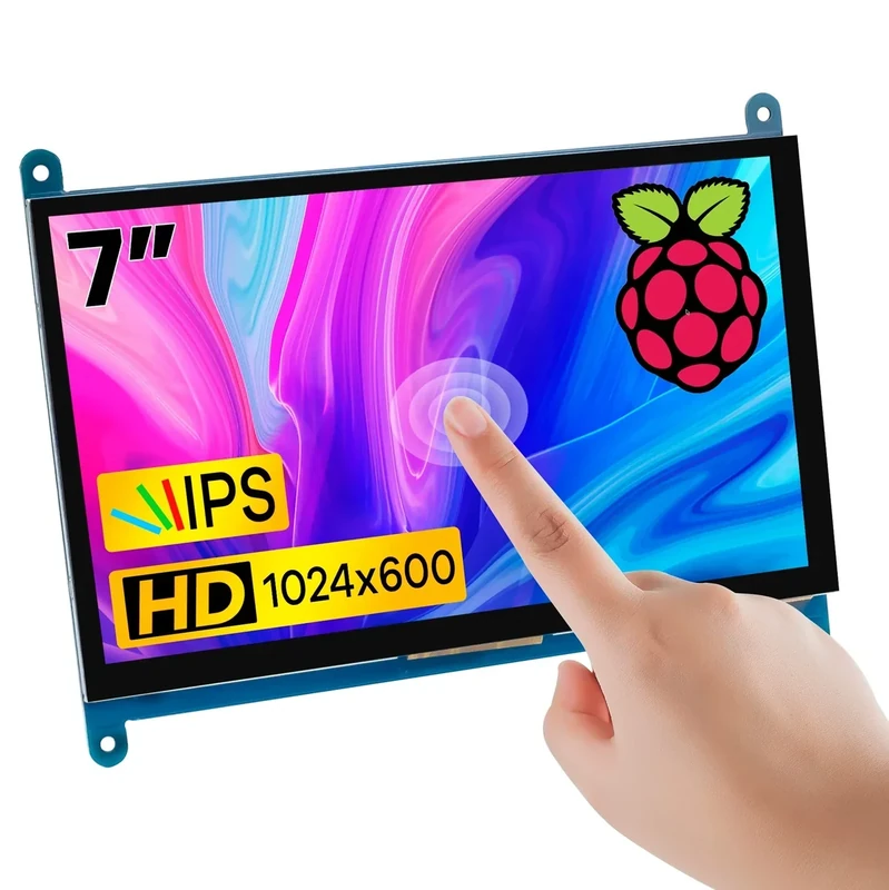 Hosyond 7 Inch IPS LCD Touch Screen Display Panel 1024×600 Capacitive Screen HDMI Monitor for Raspberry Pi5/Pi4/Pi3/ZERO W, BB Black, Windows 10 8 7 - Image 1