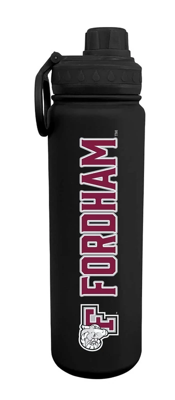 Campus Colors NCAA Stainless Steel Water Bottle - Twist on cap - 24 oz - Carry Clip - Keeps Your Drinks Hot or Cold for Hours (Fordham Rams - Black)