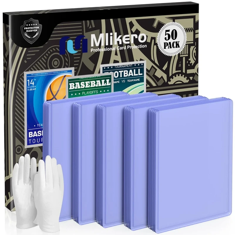 50 Count Card Sleeves Hard Plastic, 3"x4" Baseball Card Protectors Hard Plastic for Baseball, Football and Game Cards