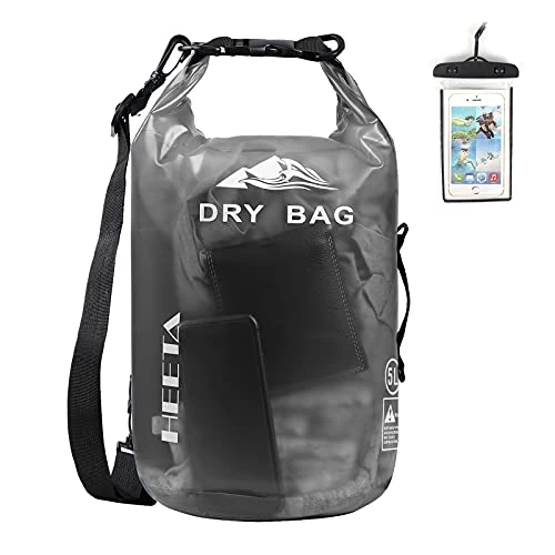 HEETA Waterproof Dry Bag for Women Men, 5L/10L/20L Roll Top Lightweight Dry Storage Bag Backpack with Waterproof Phone Case(IPX7) for Travel, Swimming, Boating, Kayaking, Camping and Beach-5L