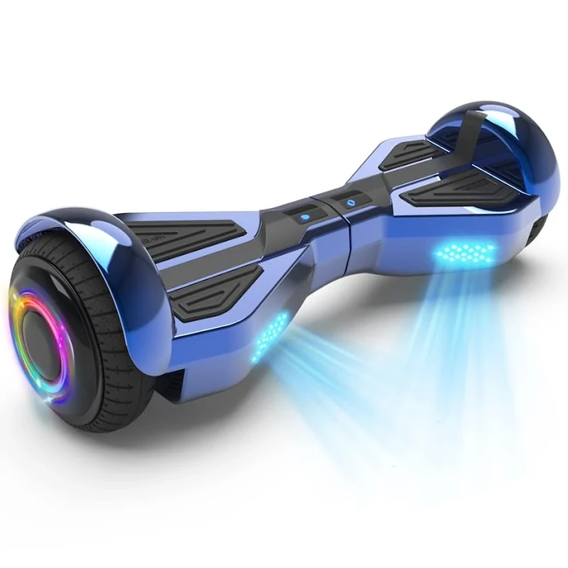 Starship Electric Hoverboard with Bluetooth Speaker, Chrome Color Self Balancing Scooters with Science Fiction Design and 6.5 inch LED Wheels (Chrome Blue)