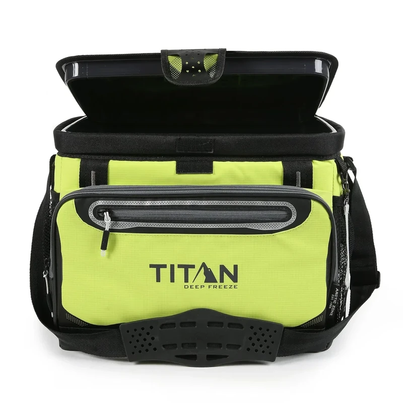 Titan by Arctic Zone Deep Freeze Cooler - 30 Can Zipperless Hardbody Cooler with Deep Freeze Insulation, HardBody Liner, and SmartShelf - Citrus Green