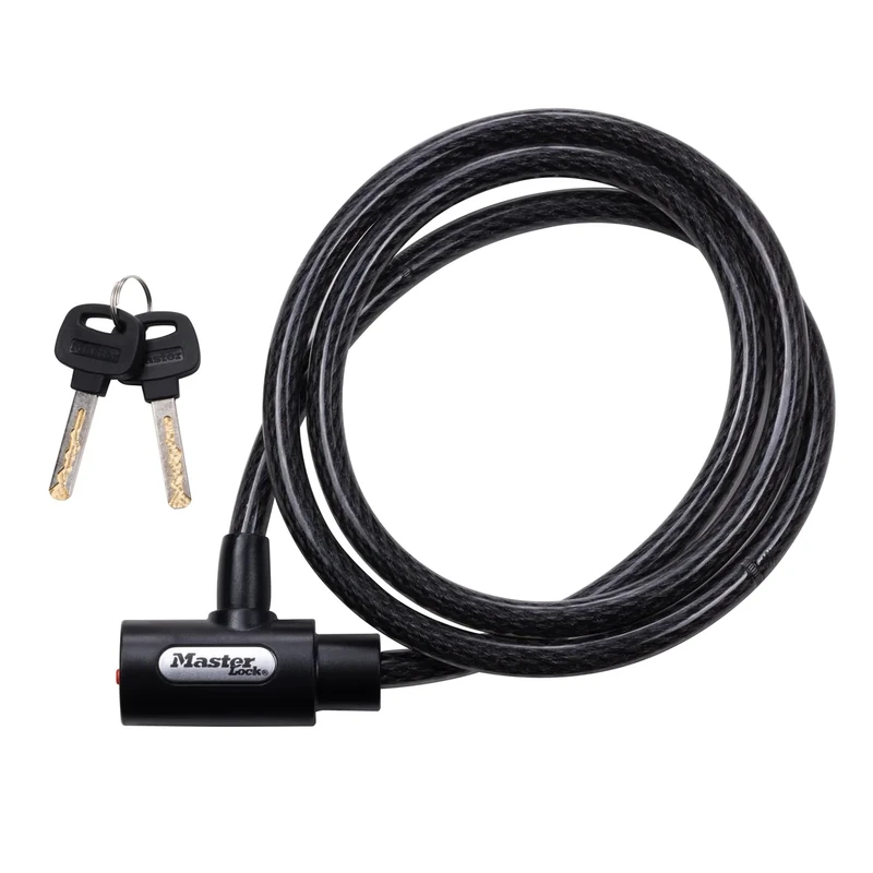 Master Lock 8364DCC Cable Bike Lock with Key, 5 ft. Long, Black