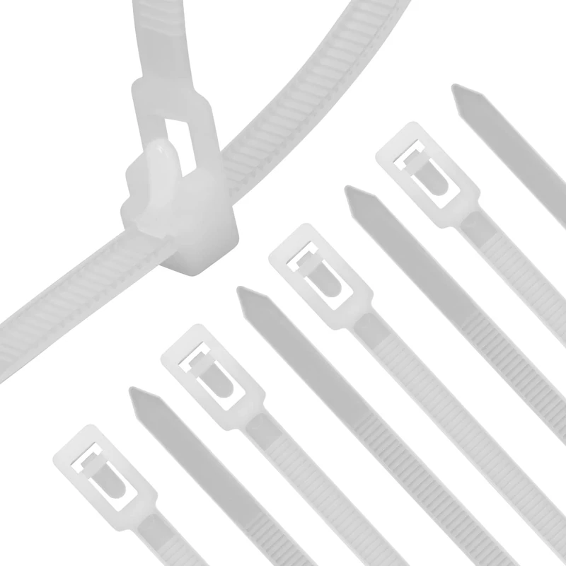 XINGO 100PCS Releasable Cable Zip Ties Adjustable Wire Cable Ties, Reusable Zip Ties Tie Straps For Multi-Purpose Use Indoor And Outdoor Plastic Tie Wire (8 inch(25 lbs), White)