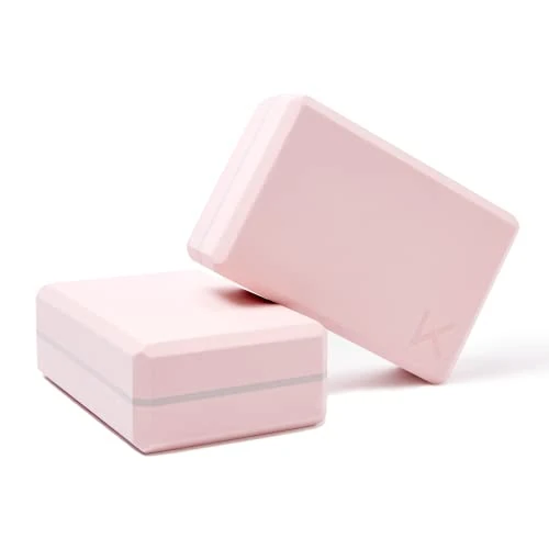 Yoga Blocks, High Density EVA Foam Blocks for Yoga, Pilates, Meditation, Aid Balance, Support and Deepen Poses - Non-Slip Lightweight Durable(2-Pack-Light Pink)