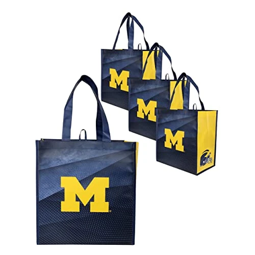 Michigan Wolverines NCAA Reusable Shopping Bags - 2 x 4Pack/ 8 Bags