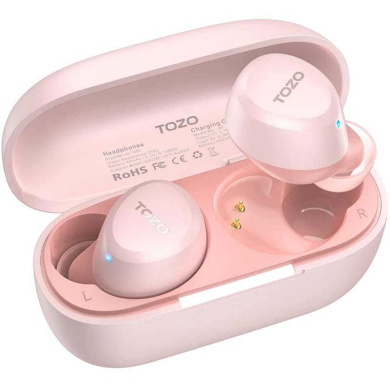 TOZO A1 Mini Wireless Earbuds - Bluetooth 5.3, IPX5 Waterproof, Pink
