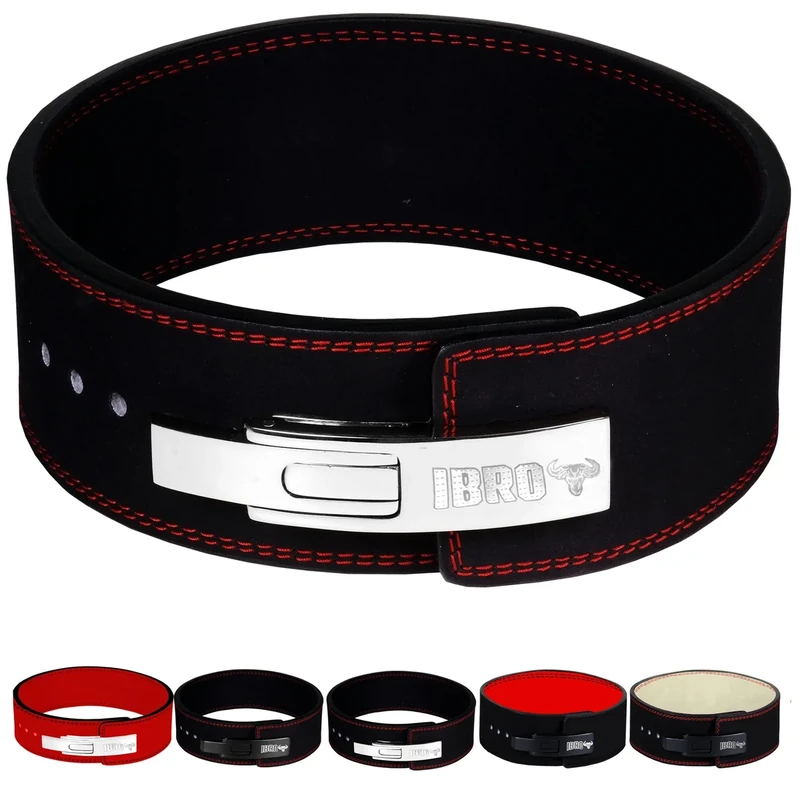 IBRO Powerlifting Lever Gym Belt – Power 13MM Extreme Heavy Duty Genuine Leather Belts - Squats Deadlifts Bodybuilding Weight Lifting IPF Power Lifting Strongman for Men Black XS