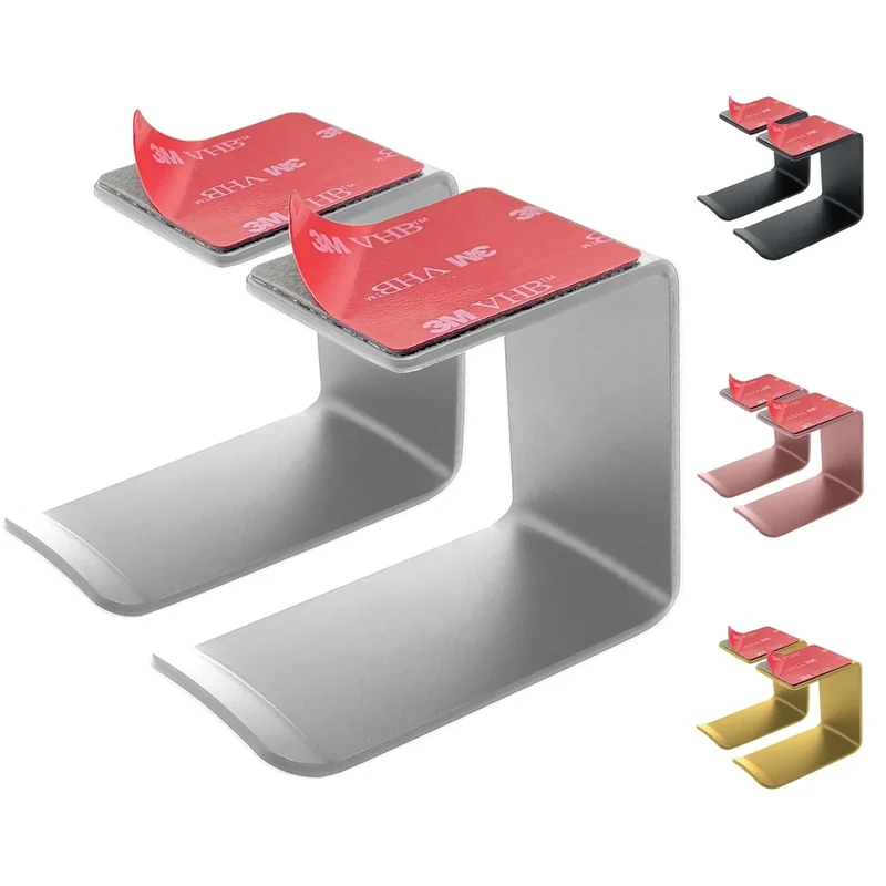 Mt.Jun Aluminum Under-Desk Headphone Hook 2 Pack - Holds 5 lbs