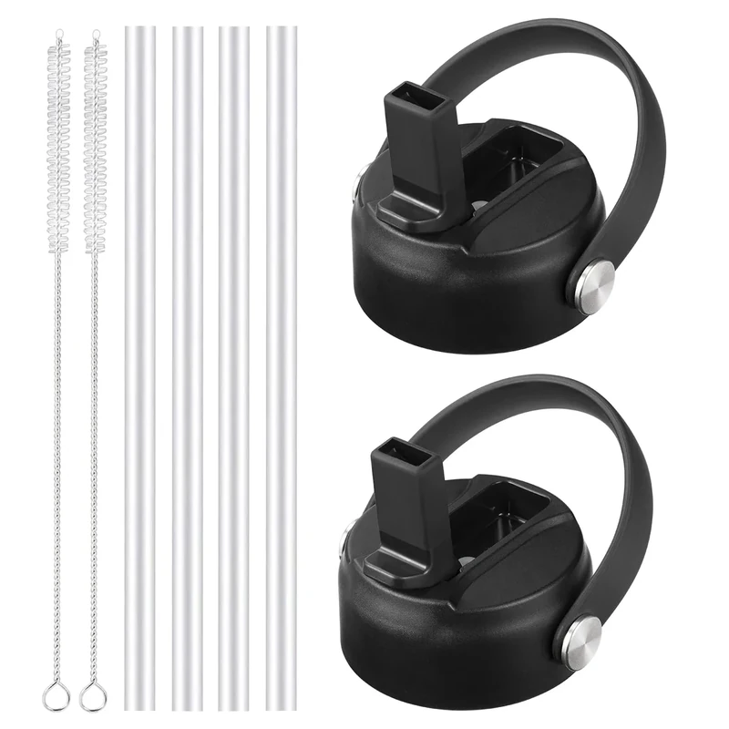 RRegeny Straw Lid for Hydro Flask Wide Mouth 32 40 oz, Straw Lids with Flexible Handle and Straws compatible with HydroFlask, Replacement Sports Flex Cap Wide Mouth Top 32 40 oz