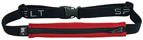 SPIbelt Running Belt for Women Men, Phone Holder for Running, Running Fanny Pack, Holder for Phone, Running Waist Pack, Adjustable Waist, [Fits All Phones]. Crimson Red/Black Zipper