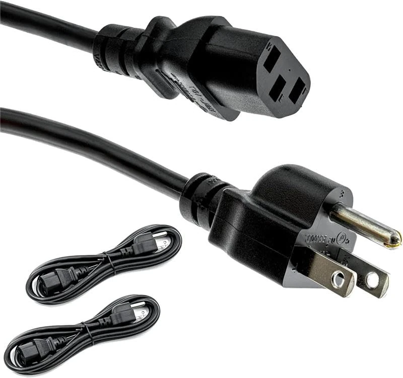 UL Approved 10ft Universal Power Cord (2 Pack) - IEC C13 to NEMA 5-15P Computer Monitor Cable for IT Departments, Data Centers & Bulk Purchasing - 18AWG 10A 125V