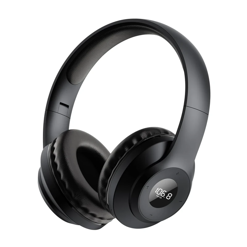 kamapulo X5 Rechargeable & Portable FM Radio Headphones with Best Reception,LED Display,Soft Ear Muffs, FM Headset Radio Receiver for Meeting, Works, Hiking, Jogging (Black) - Image 1