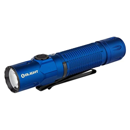 OLIGHT Warrior 3S 2300 Lumens Rechargeable Tactical Flashlight, Compact Dual-Switches LED Bright Light with Proximity Sensor, Powered by Customized Battery for Emergency (Titanium-Water)