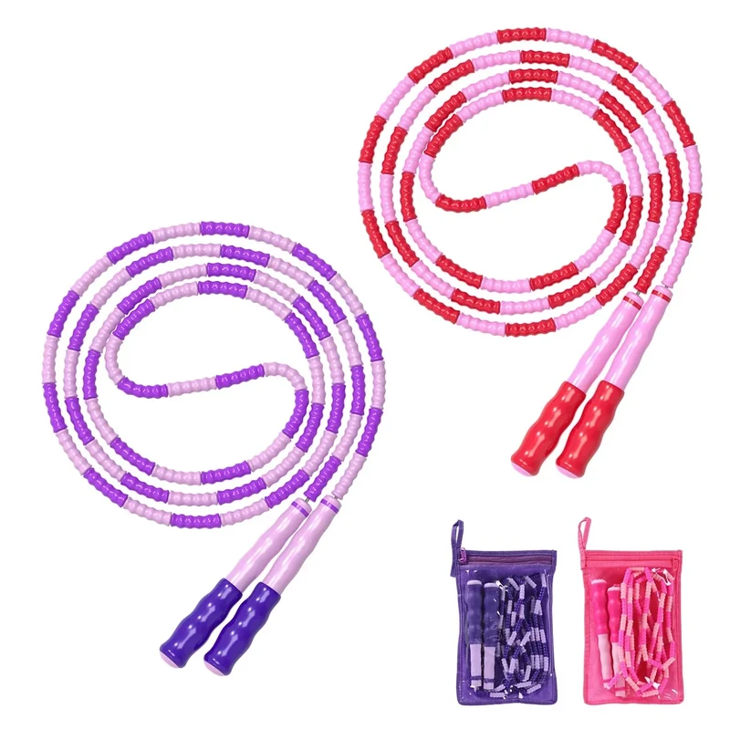 Leeboom Jump Rope, Adjustable Length Tangle-Free Segmented Soft Beaded Skipping Rope, Fitness Jump Rope for Kids, Man, and Women Weight Loss 9.2 Feet