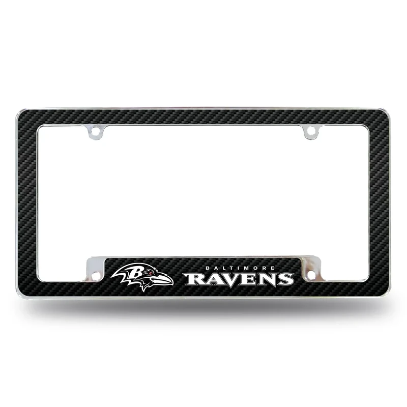 Rico Industries NFL Baltimore Ravens Black 12" x 6" Chrome All Over Automotive License Plate Frame for Car/Truck/SUV