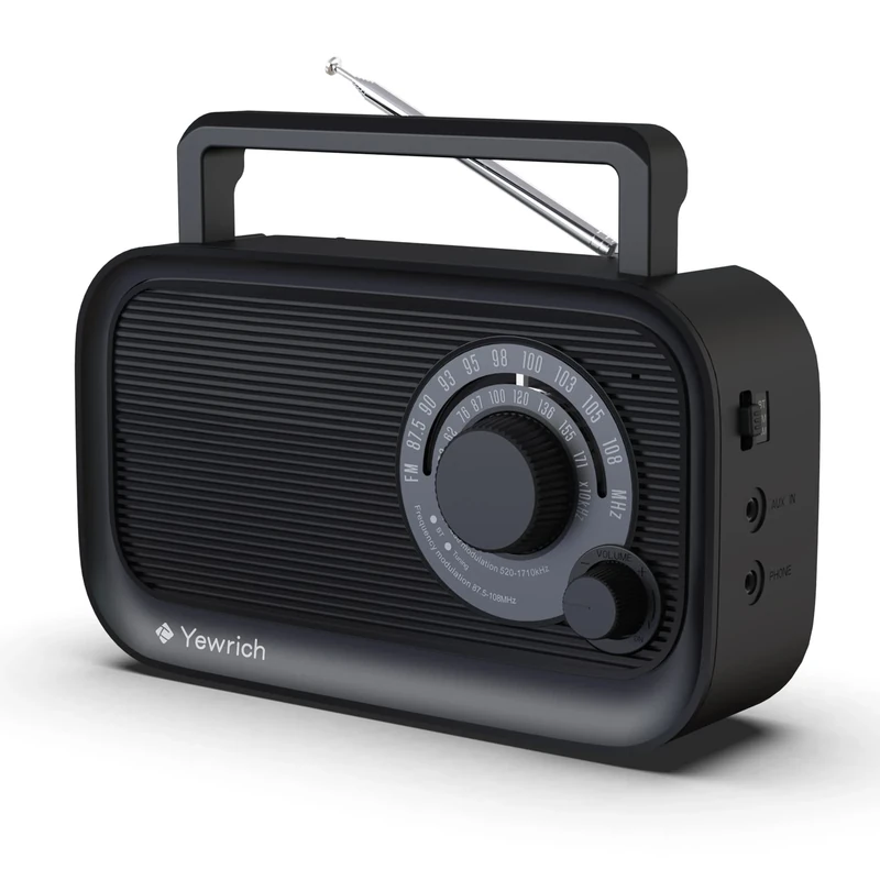 Yewrich AM/FM Radio with Bluetooth Speaker - Battery or Wall Power