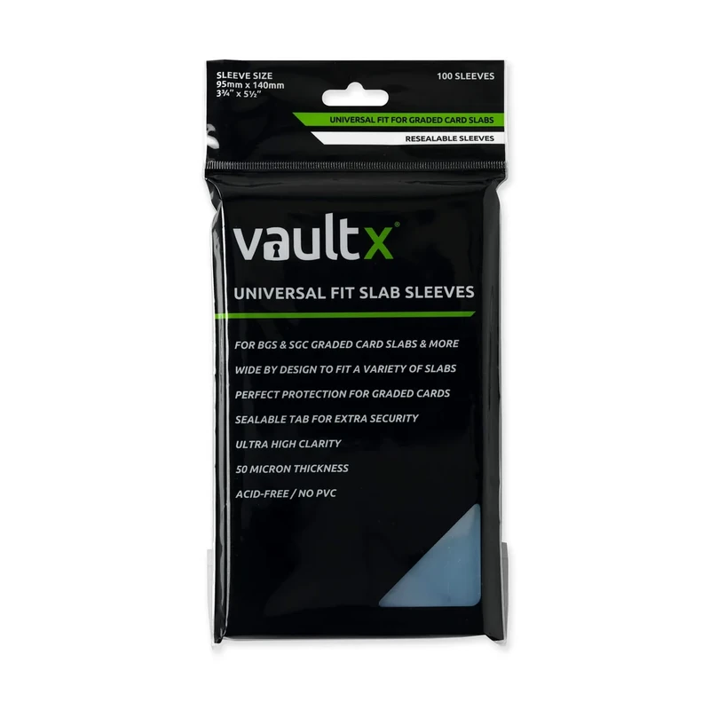 Vault X Graded Trading Card Slab Sleeves, Bags for Universal Fit for BGS, SGC, ACE Cases and More, Collectible Card Games, Sports, TCG (100 Pack)