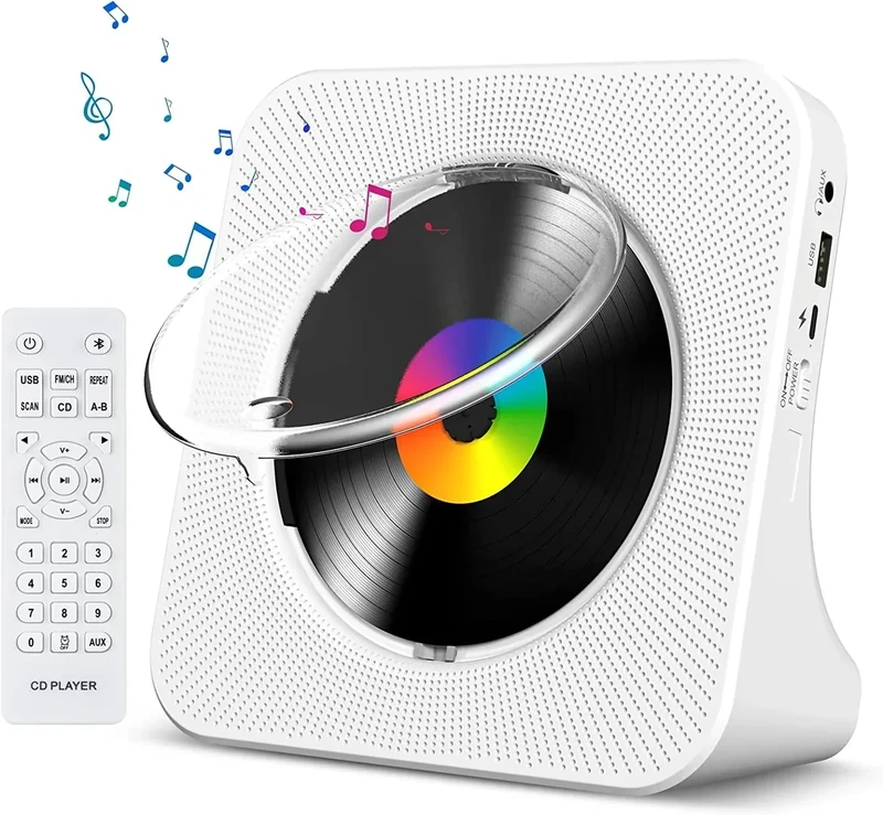 Gueray Portable Bluetooth CD Player with HiFi Speakers, FM Radio & USB