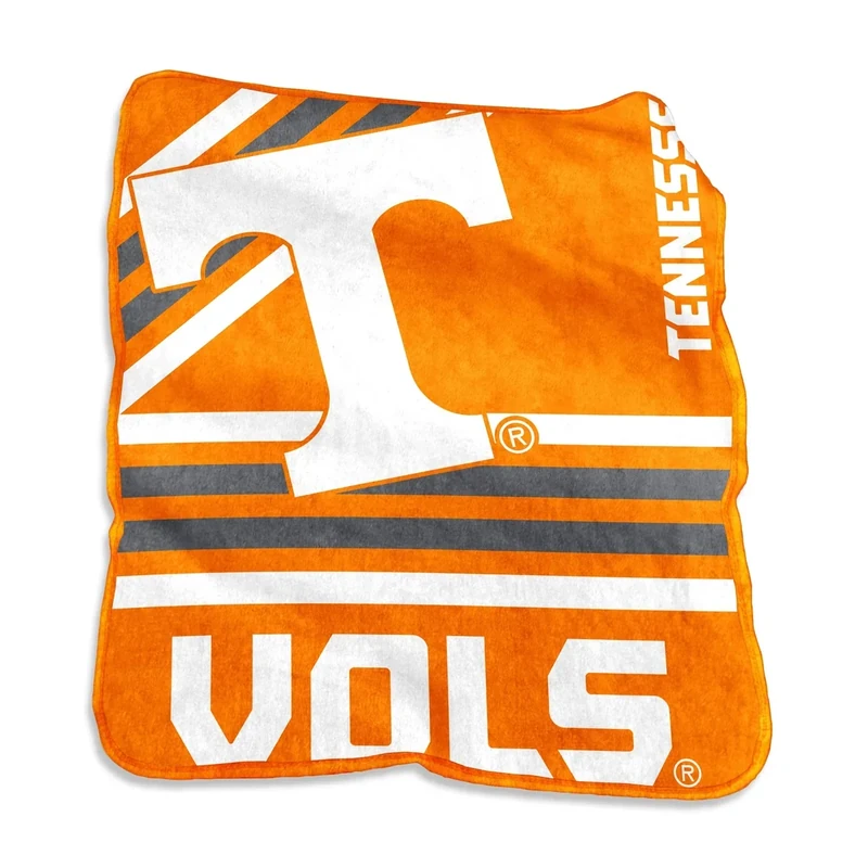 Logo Brands NCAA Tennessee Volunteers Striped Raschel Throw Blanket – 50 x 60 Soft Fleece Blanket, Officially Licensed Collegiate Design, Cozy Throw for Tailgating, Game Day, & Home Décor