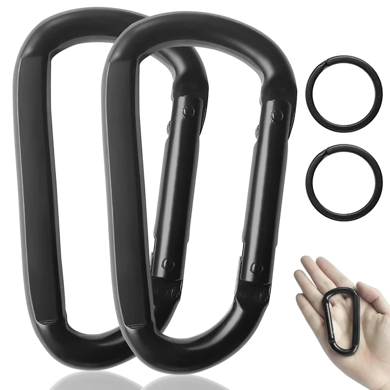 Carabiner Caribeener Clips, 3" Heavy Duty Carabiner for Hammocks, Camping Accessories, Hiking, Keychains, D Shaped Spring Hook Carabiners for Dog Leash, Harness and Key Ring, 880lbs, Black (3 PCS)