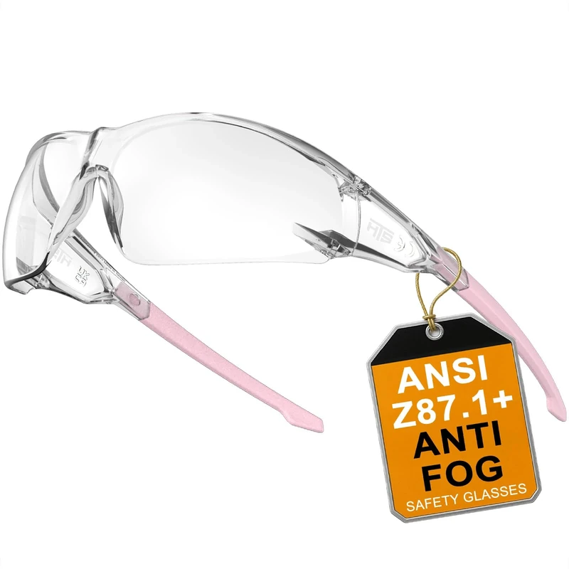 HTS HUNTERSKY S239 Protective Clear pink Small Safety Glasses women youth protecting eyes from wind dust proof night bike riding cycling running lab chemistry goggles