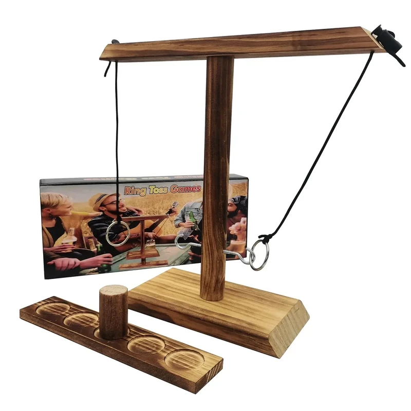 Ring Toss Game for Kids and Adults, Large Base Hook and Ring Game, Family-Friendly Indoor Holiday Fun or Outdoor Patio Games, White Elephant Gifts