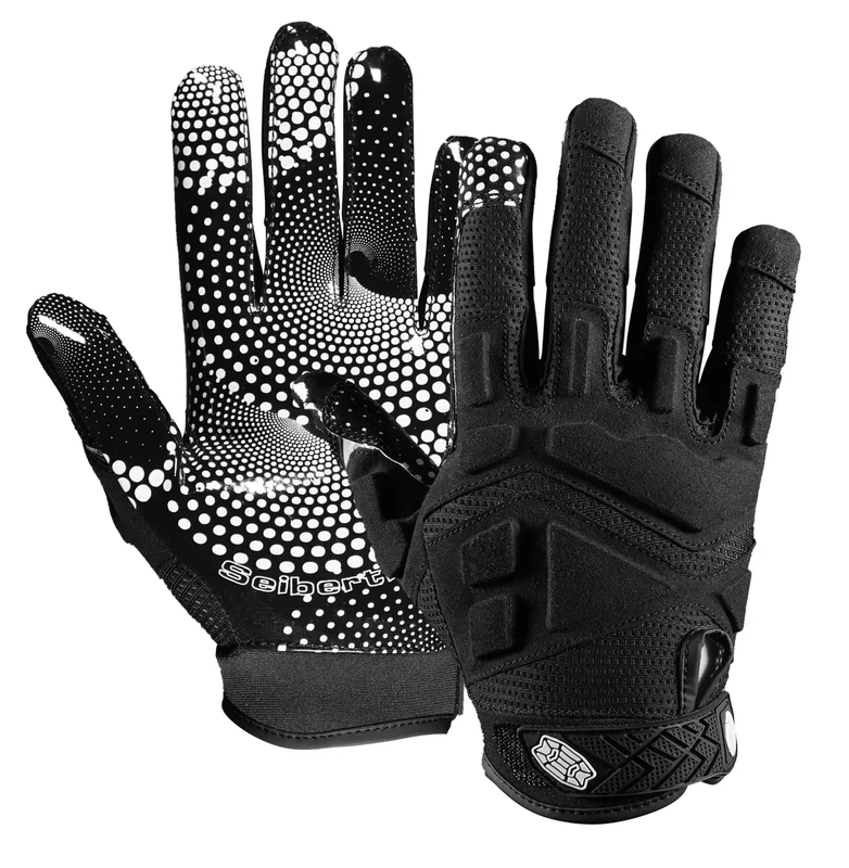 Seibertron G.A.R.G 2.0 Gel Filled Patented Anti-Impact Ultra-Stick Football Sports Receiver Gloves Adult Sizes Black L