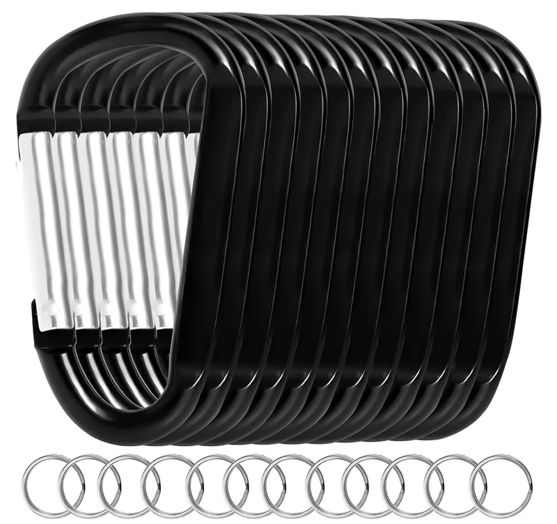 12PCS Carabiner Keychain Clip - 3" Aluminum Caribeener Key Clip,D Ring Shape Nonlocking Carabeaner Hook Buckle,Multi-Function Spring Snap Key Clips Tool for Home,Camping,Hiking,Traveling,Backpack