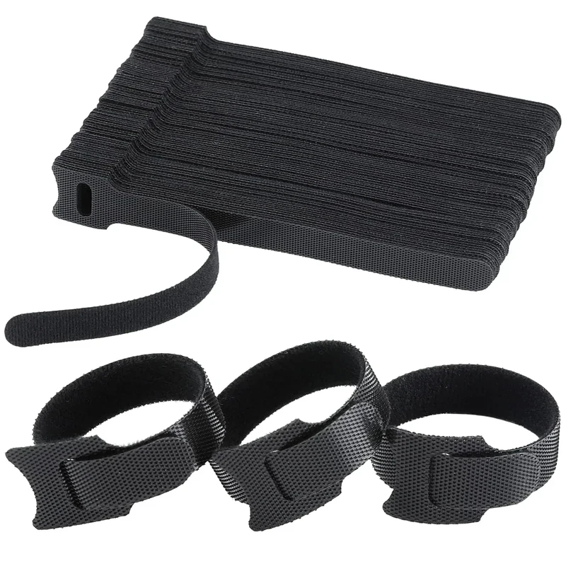 MVYC 120PCS 6-Inch Reusable Cable Ties - Black Hook Loop Organizer