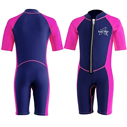 NATYFLY Kids Wetsuit, 2.5mm Neoprene Thermal Swimsuit, Full Wetsuit for Girls Boys and Toddler, Long Sleeve Kids Wet Suits for Swimming
