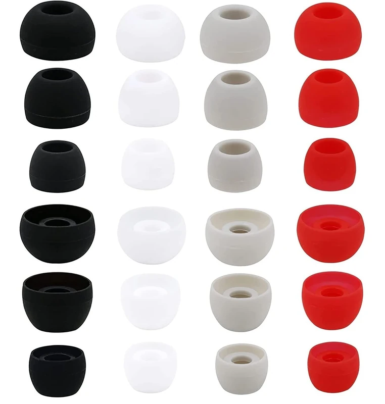 BLLQ 12 Pairs Silicone Replacement Earbud Ear Buds Tips Compatible with 3.8mm to 5.5mm Nozzle Earbuds Earphones, S/M/L White/Black/Silver/Red