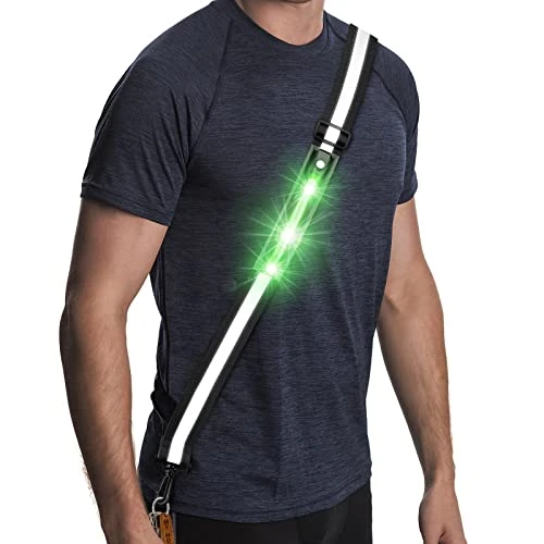 Simket LED Night Running Gear Reflective Sash, High Visibility USB Rechargeable LED Flashing Outdoor Activity Adjustable Length for Jogging Running Cycling Walking Motorcycle