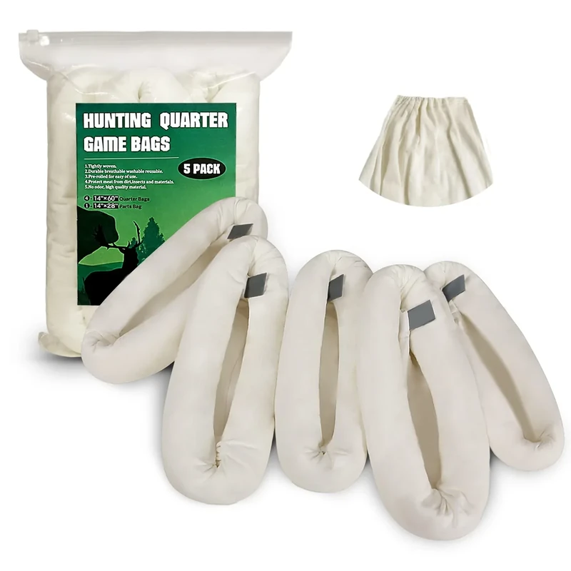 Gociean Elk Hunting Meat Bags - 5-Pack Heavy Duty Quarter Bags, Breathable & Reusable, Reflective Strips for Elk, Deer, Moose, Antelope