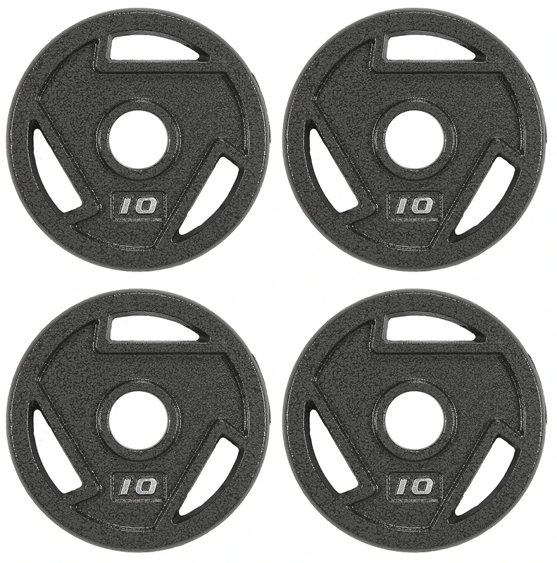 Signature Fitness Cast Iron Plate Weight Plate for Strength Training and Weightlifting, 2-Inch Center (Olympic), 10LBS (Set of 4)