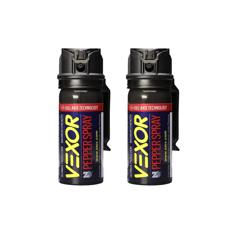 Vexor Police-Strength Pepper Spray 2-Pack with Belt Clip, 20ft Range, Flip Safety - for Self Defense