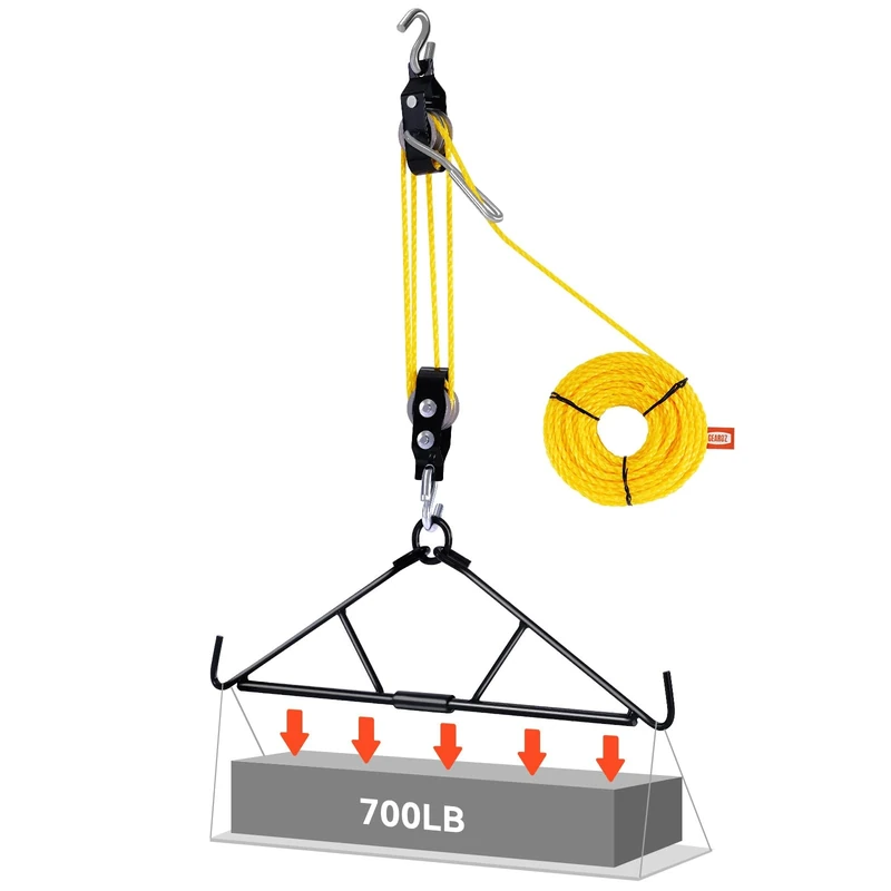 GearOZ Deer Hanger, Elk Hoist Pulley Lift System with Gambrel, Hunting Game Hanging Kit for Deer Carcass/Butcher/Skinning, Max to 700 LBS, Wild Hunting Gifts for Men, Deer Hunting Accessories