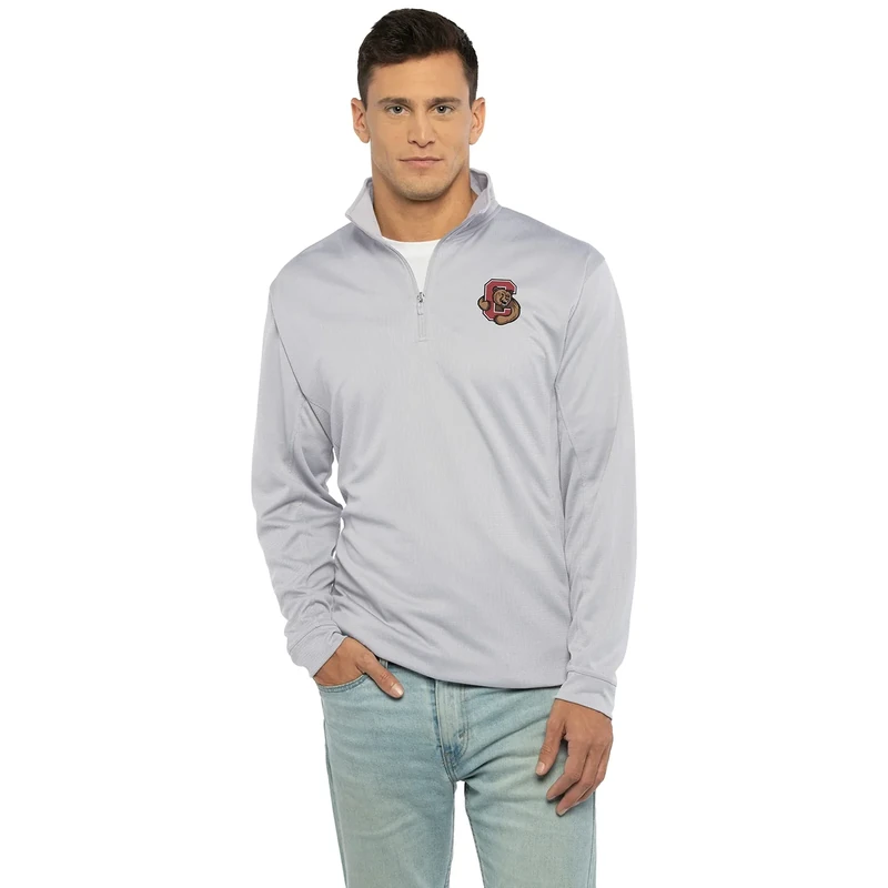 Men's Collegiate Micro Mesh Performance Gray 1/4 Zip Pullover, Cornell Big Red, X-Large
