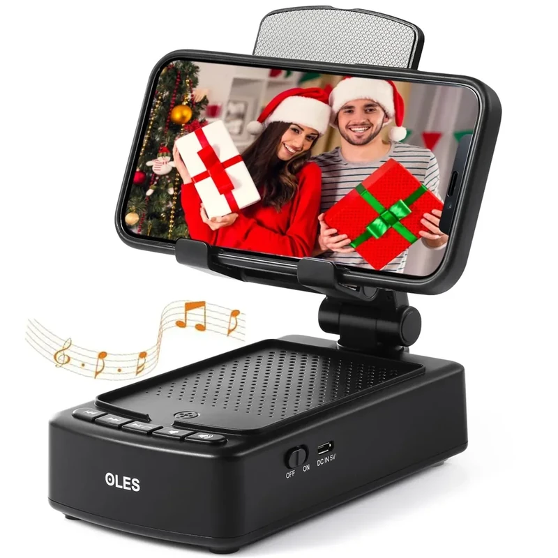 Gifts for Men, OLES Mobile Phone Stand with Bluetooth for Him Dad Women Who Want Nothing, Adjustable Tablet Holder with Wireless Speaker, Tech Gadgets for Table Desk, Unique Ideal