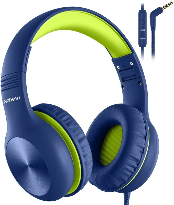 Nabevi Kids Headphones with Mic - 85dB Safe Volume, HD Sound, Over-Ear