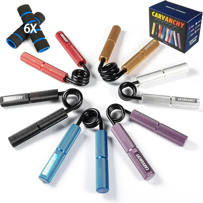 Carvanchy Grip Strength Trainer Set, 50-300LB(6 Pack), Wrist Forearm Strengthener, Metal No Slip, Hand Gripper Strengthener for Training and Exercise, Workout Squeezer